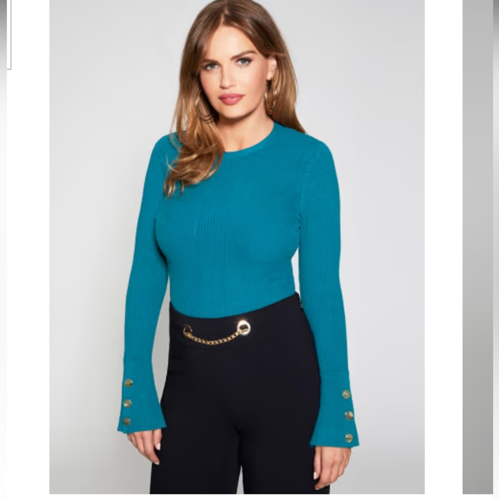 Marciano Teal Long Sleeve Sweater Top - Size M